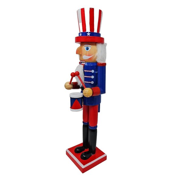 Military Patriotic Veteran 15" Nutcracker with Soldier Drummer - Picture 3 of 3